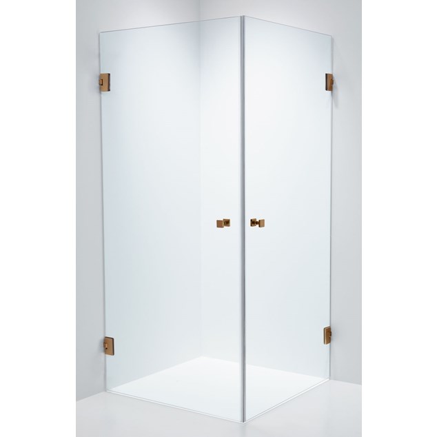 Brusehjørne Duschbyggarna Twin Design 700 x 800 Klart Glas/Kobber