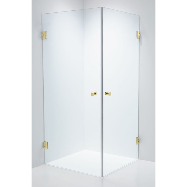 Brusehjørne Duschbyggarna Twin Design 700 x 900 Klart Glas/Guld