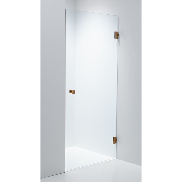 Brusedør Duschbyggarna Swing Design 800 V Klart Glas/Kobber