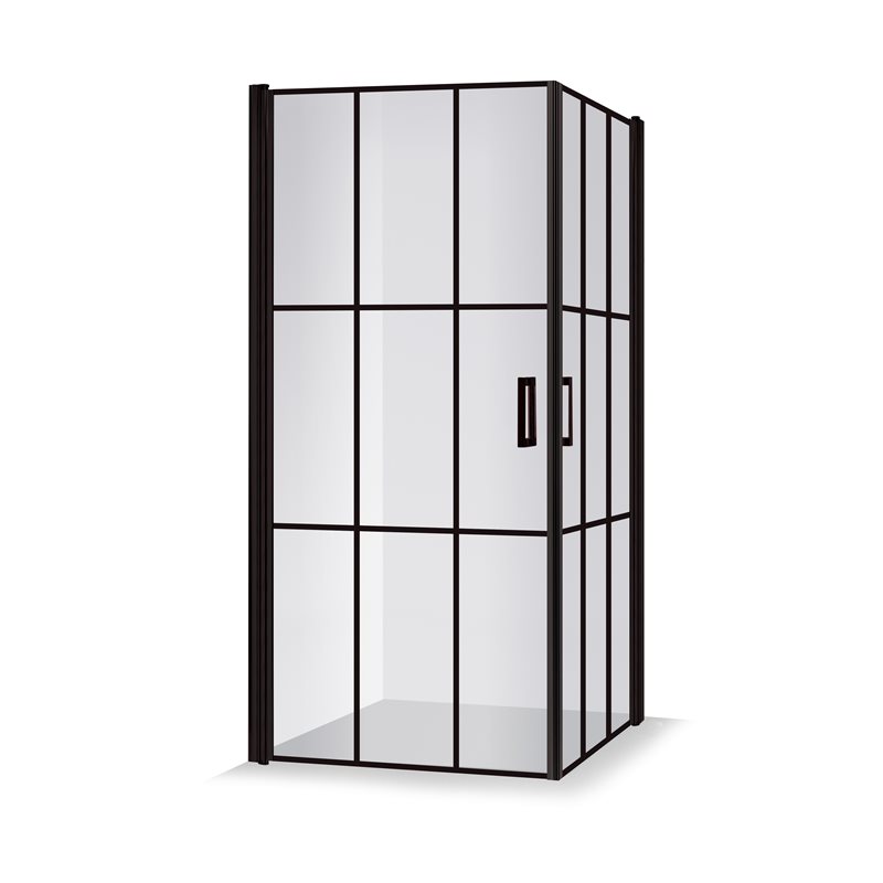 Brusehjørne Duschbyggarna TWIN CUBE Klart Glas/Mat Sort 902x902 mm
