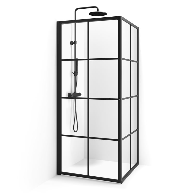 Brusehjørne Macro Design Empire Swing Sprosse Sort Klart Glas