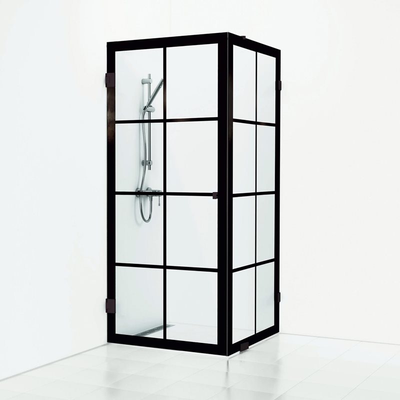 Svedbergs 180° Rista Lige/Fast 80x80 Sort Mat/Klart Glas - Brusehjørne