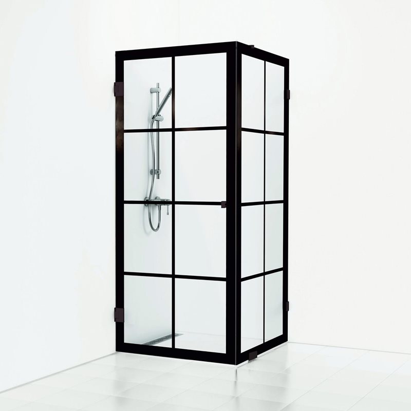 Svedbergs 180° Rista Lige/Fast 90x80 Sort Mat/Klart - Brusehjørne