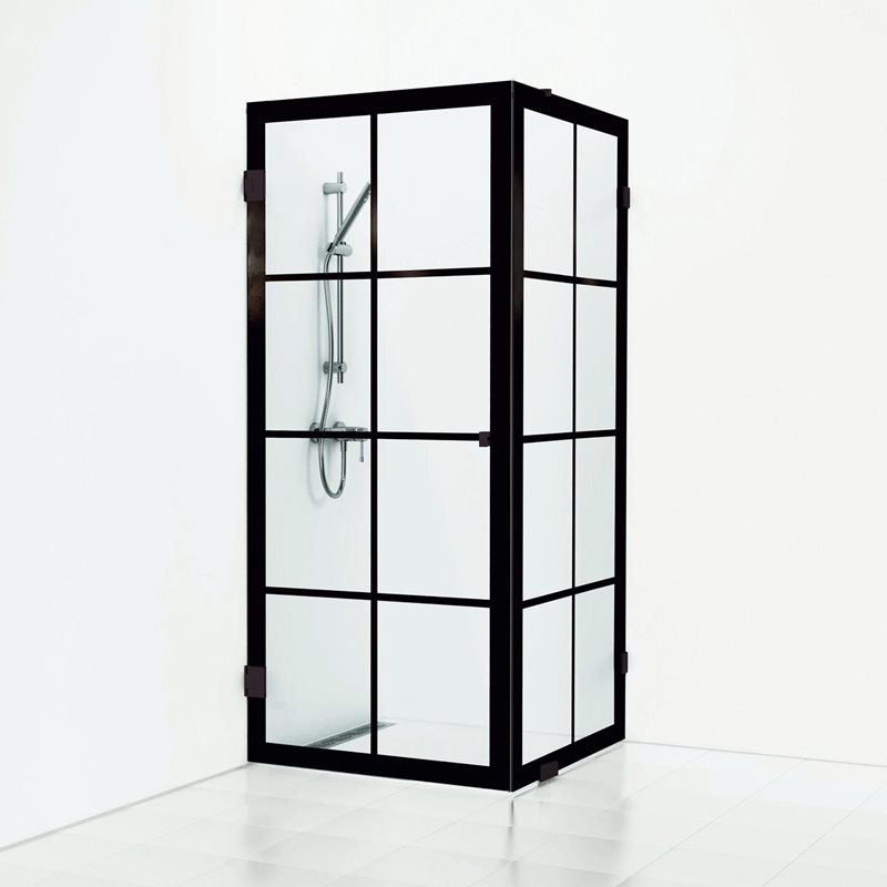 Svedbergs 180° Rista Lige/Fast 90x80 Sort Mat/Klart - Brusehjørne