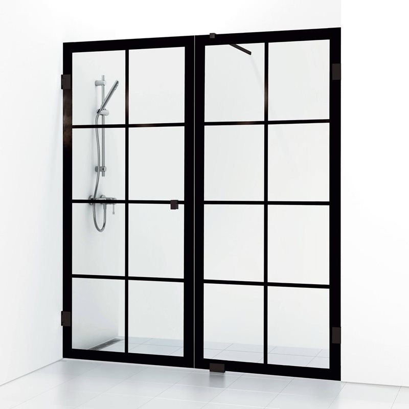 Svedbergs 180° Rista Lige/Fast 180x200 Sort Mat/Klart Dobbelt - Bruseniche