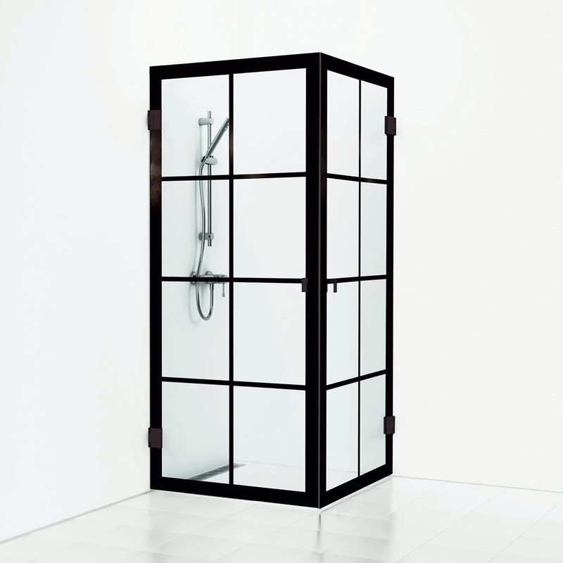 Svedbergs 180° Rista Lige 90x80 Sort Mat/Klart - Brusehjørne