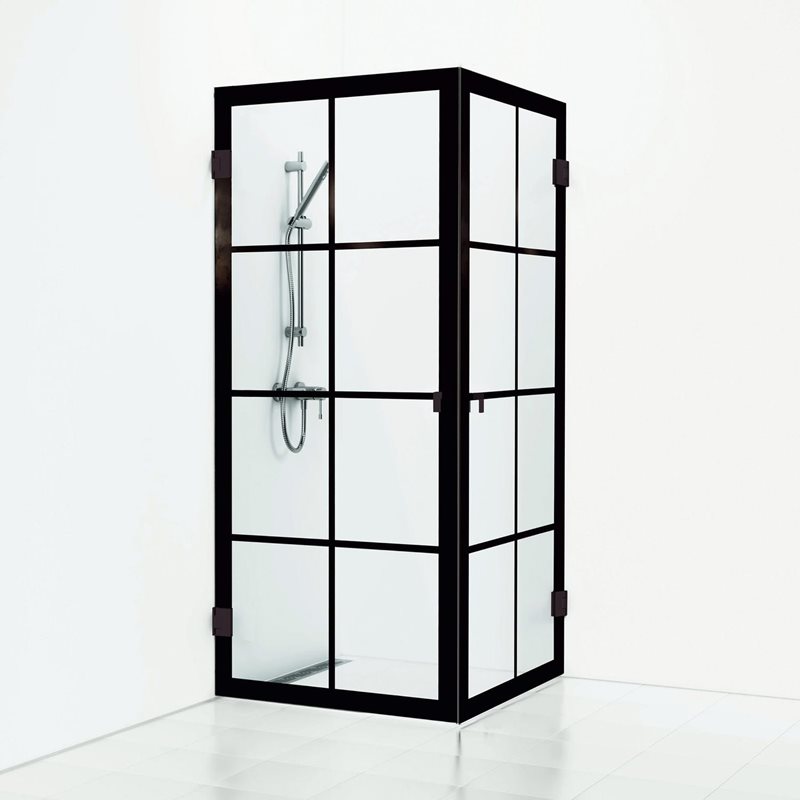 Svedbergs 180° Rista Lige 80x80 Sort Mat/Klart - Brusehjørne