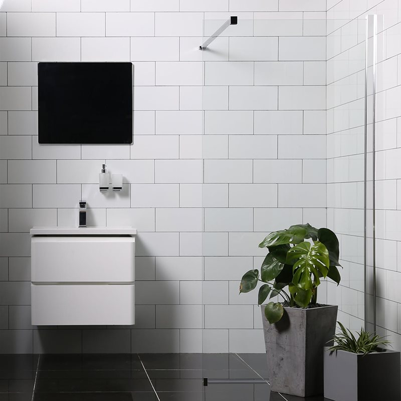 Brusevæg Bathlife Mångsidig Rak 1000 Klart Glas KROM