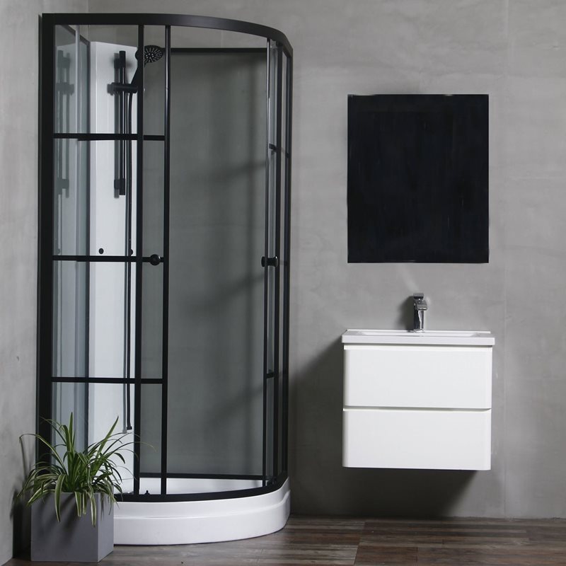 Brusekabine Bathlife Betrakta 90x90 Sort/Hvid Klart Glas