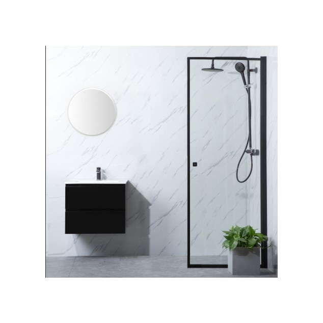 Brusedør Bathlife Profil Rak Klart Glas Sort
