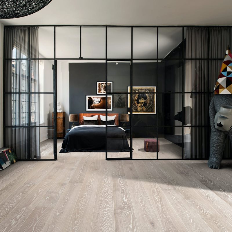 Trægulv Kährs Eg Nouveau Snow Matlakeret Børstet hvid 1-stav