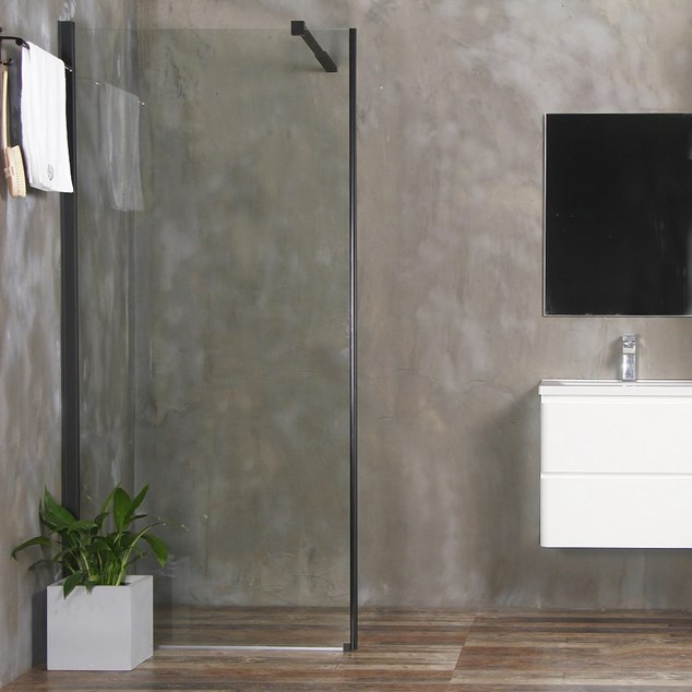 Brusevæg Bathlife Mångsidig Rak Klart Glas SORT