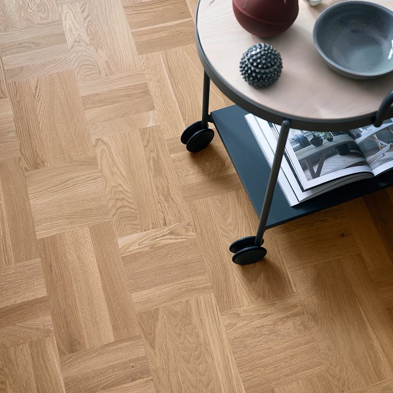 Trægulv Tarkett Noble Oak Art Deco med Hårdvoksolie Fletmønster