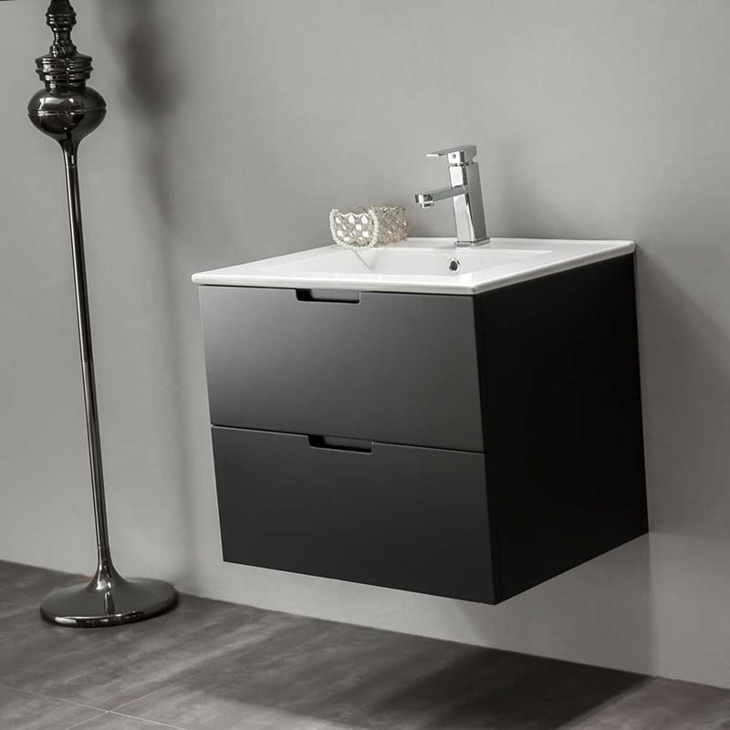 Vaskeskab Bathlife Glädje Sort Mat inkl.vask