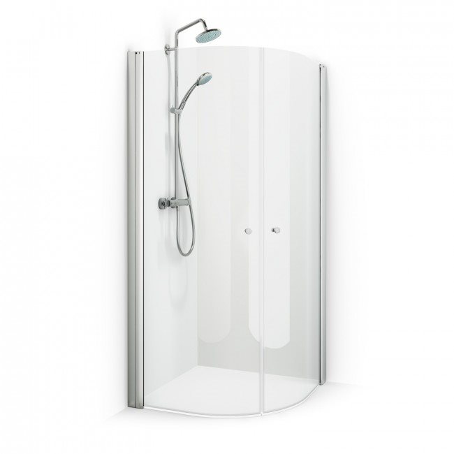 Brusehjørne Macro Design Spirit Round Klart Glas Mat Profil  800x1000x1970 mm