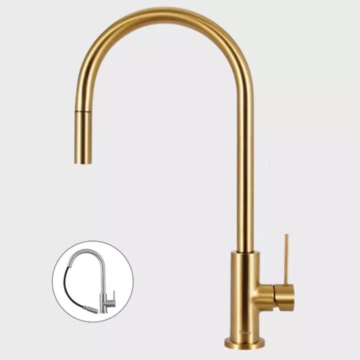 Scandtap Accent køkkenarmatur, udtrækstud, børstet messing