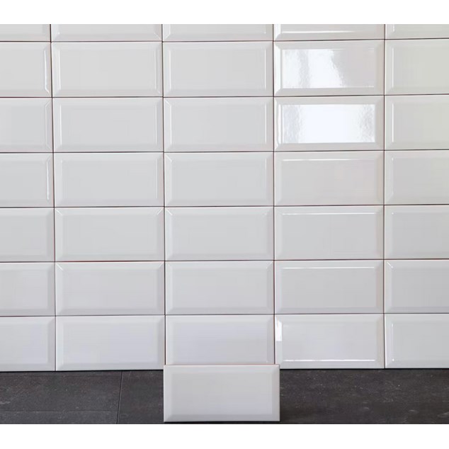 Vægflise Arredo Metro Biselado Facetkant Hvid Blank 10x20 cm