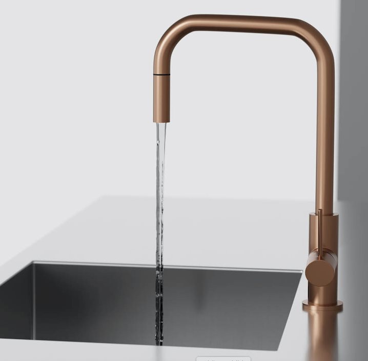 Scandtap Accent Square køkkenarmatur, udtrækstud, børstet kobber