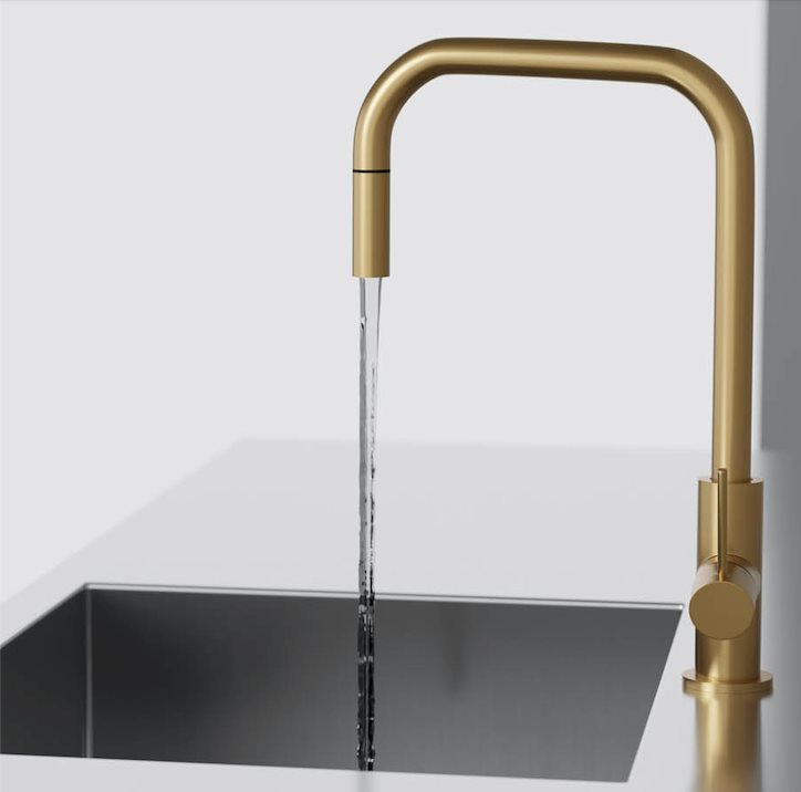 Scandtap Accent Square køkkenarmatur, udtrækstud, børstet messing