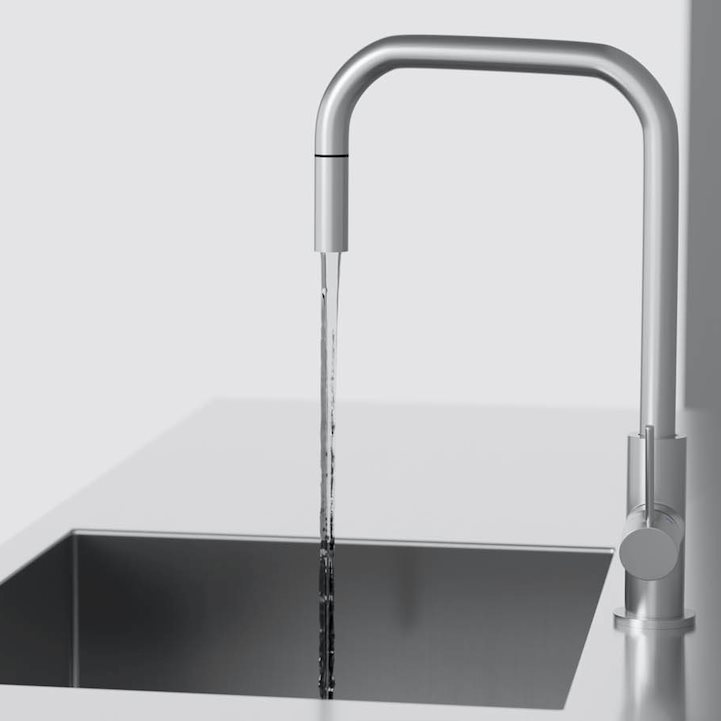 Køkkenarmatur Scandtap Steel Accent Square Original/stål med Udtrækstud