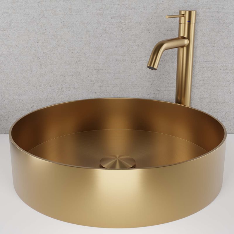 Scandtap Rare R håndvask, Ø37,5 cm, børstet messing