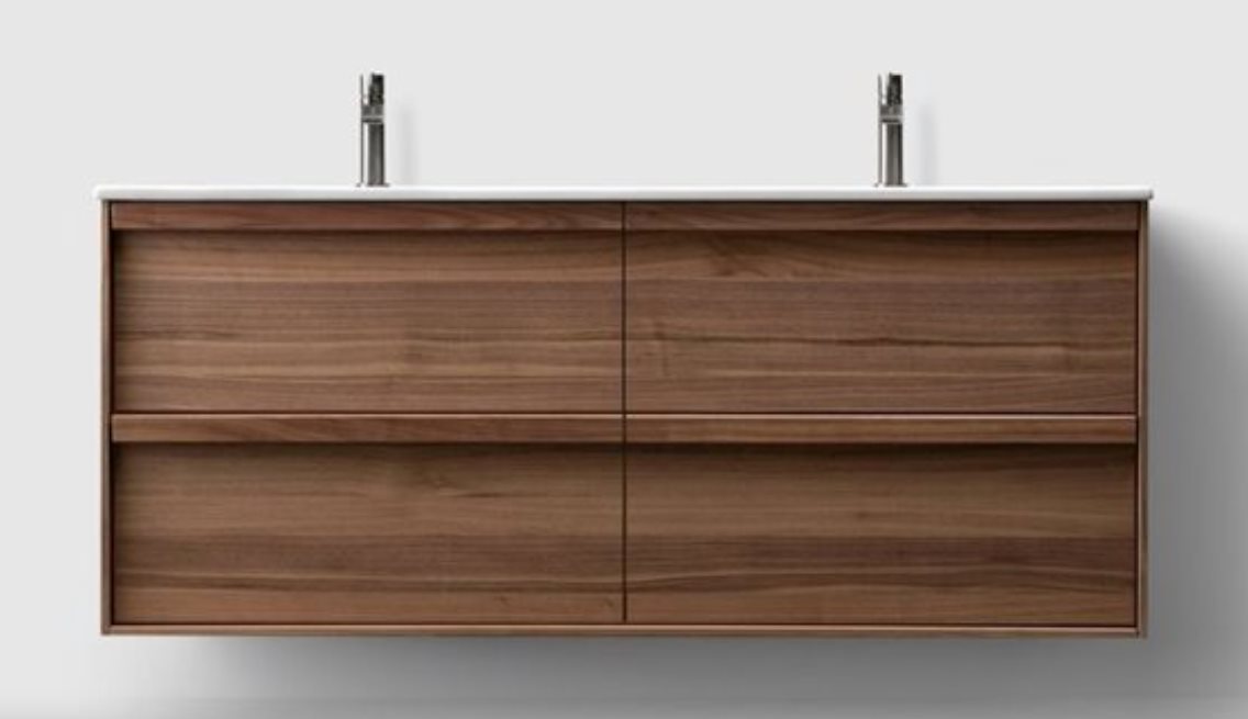 Vaskeskab Haven H2/140 inkl. Dobbelt Vask Walnut Wood