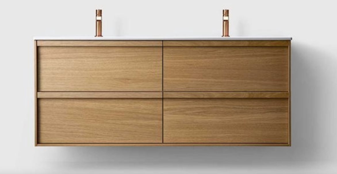 Vaskeskab Haven H2/140 inkl. Dobbelt Vask Oak Wood