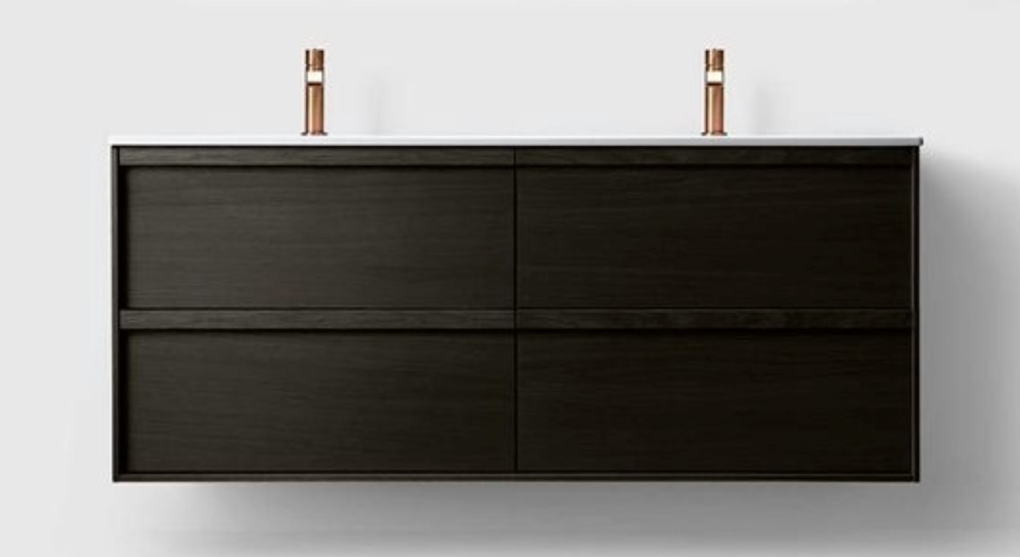 Vaskeskab Haven H2/140 inkl. Dobbelt Vask Dark Wood