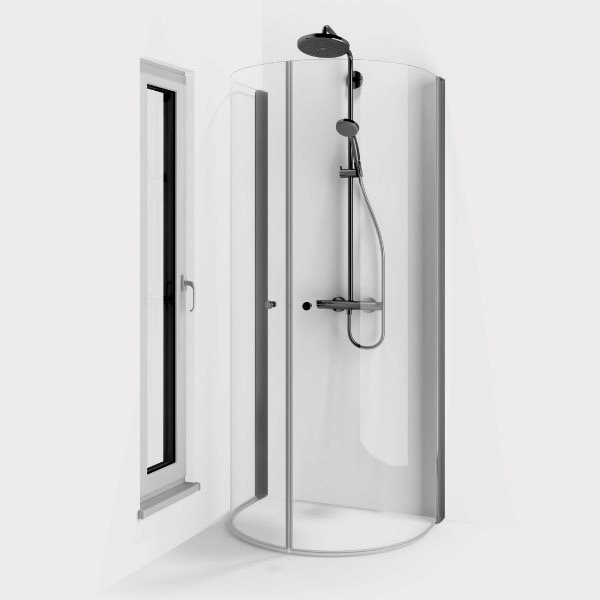 Brusehjørne Macro Design Spirit U Klart Glas Krom Profil