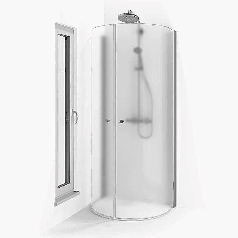 Brusehjørne Macro Design Spirit U Matteret Glas Krom Profil