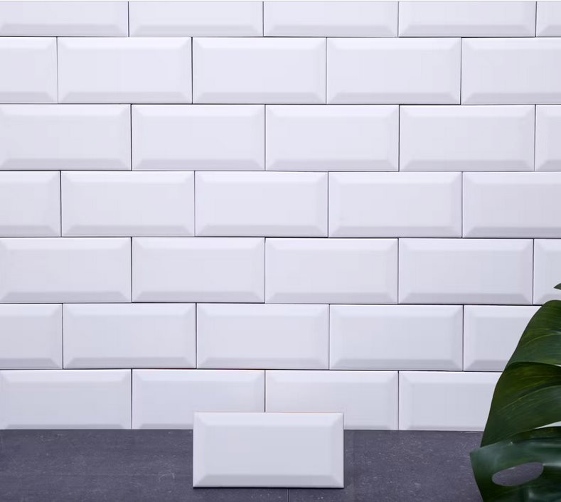 Vægflise Arredo Metro Biselado Facetkant Hvid Mat 7,5x15 cm