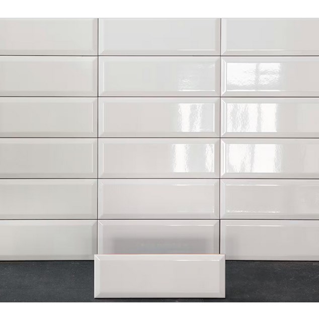Vægflise Arredo Metro Biselado Facetkant Hvid Blank 10x30 cm