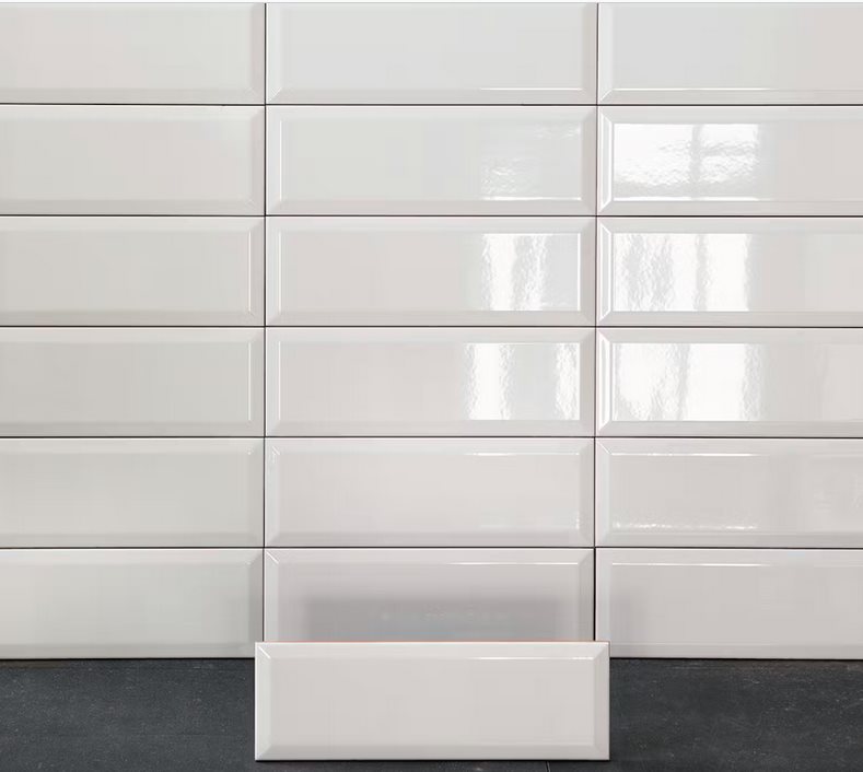 Vægflise Arredo Metro Biselado Facetkant Hvid Blank 10x30 cm