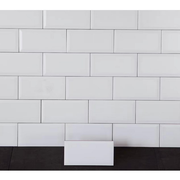 Vægflise Arredo Metro Biselado Facetkant Hvid Mat 10x20 cm