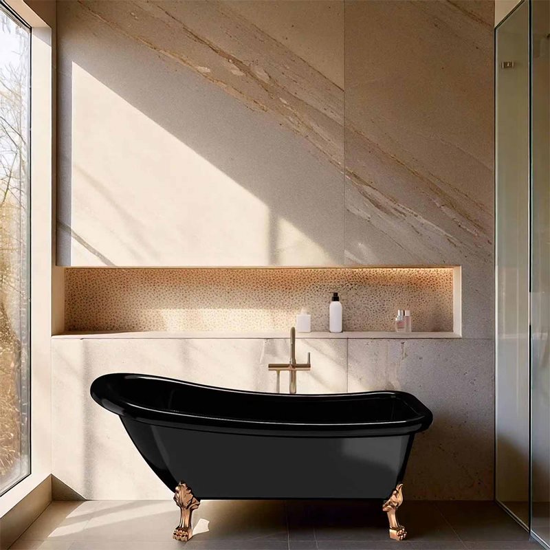 Badekar Bathlife Ideal Sort 1530 med Løvepoter