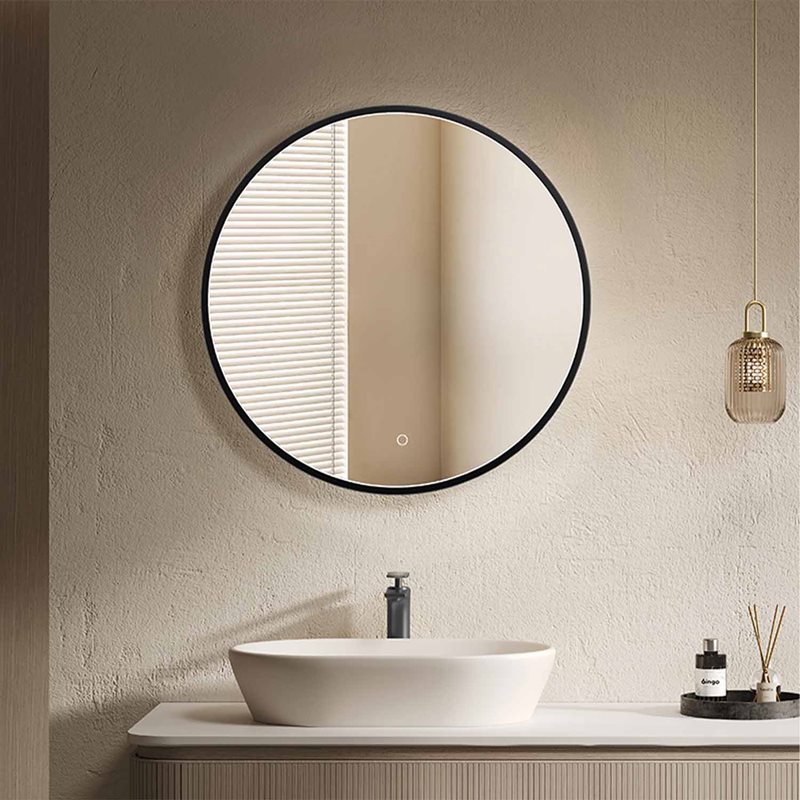 Spejl Bathlife Lysa Rund Sort 700 LED