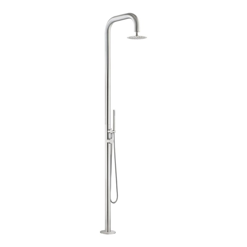 Demerx Pure Extended - Klassisk og elegant udendørs bruser i rustfri stål - koldt & varmt vand