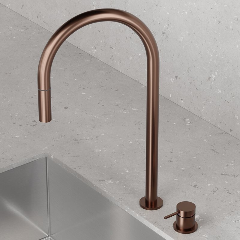 Køkkenarmatur Scandtap Steel Harmonized K2P med udtrækstud