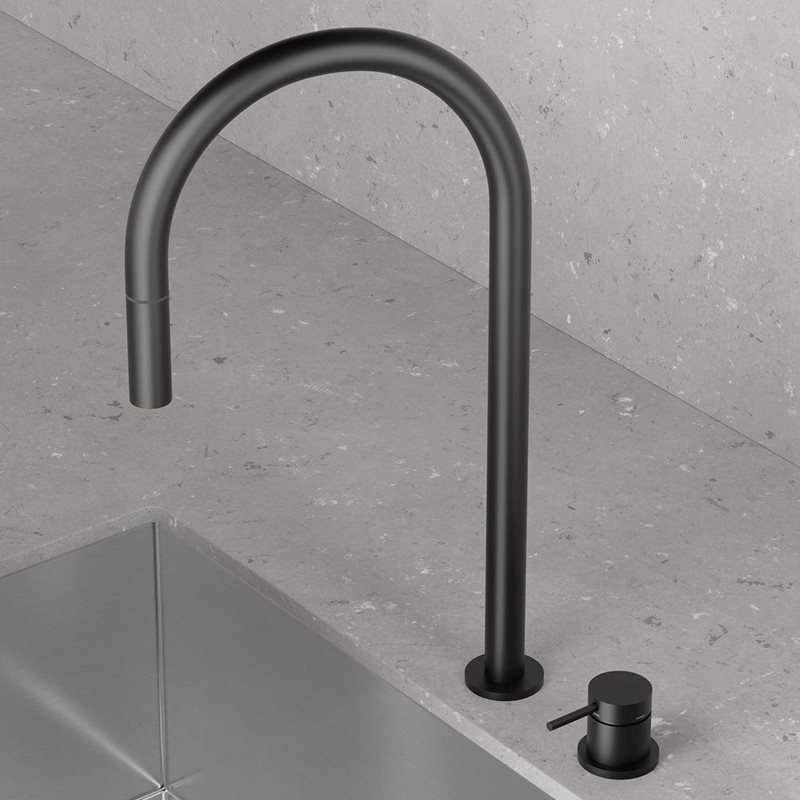 Køkkenarmatur Scandtap Steel Harmonized K2P med udtrækstud