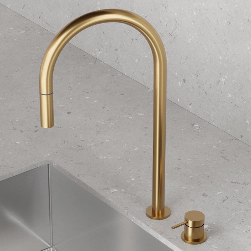 Køkkenarmatur Scandtap Steel Harmonized K2P med udtrækstud