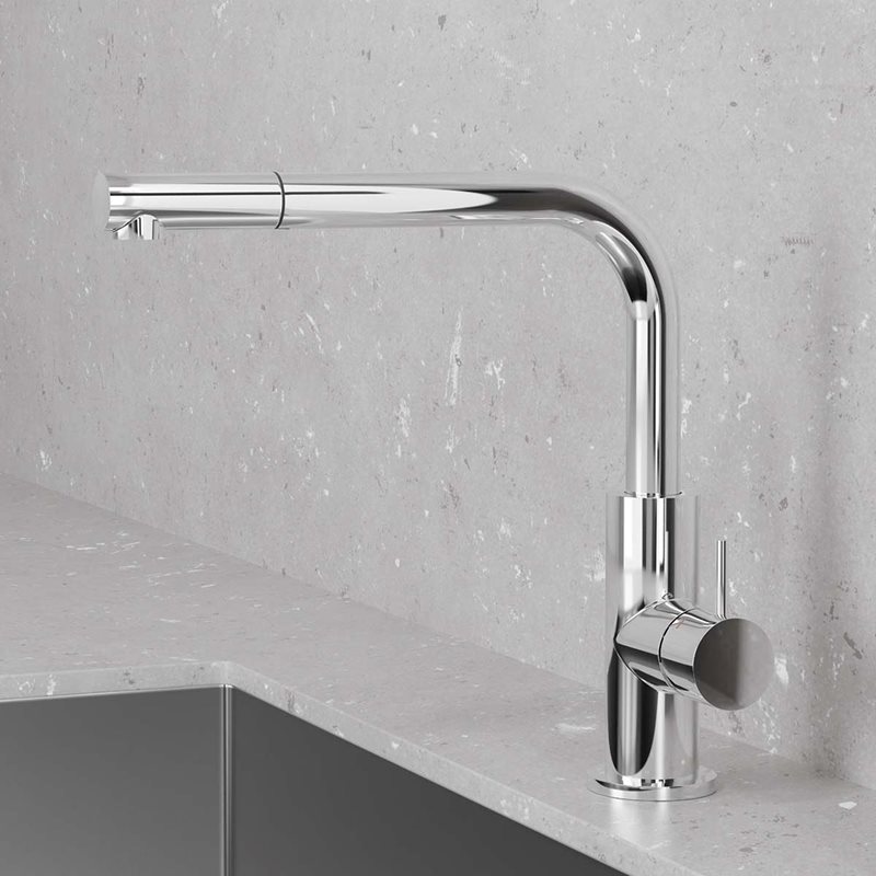 Køkkenarmatur Scandtap Steel Accent 90 med udtrækstud