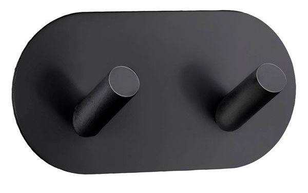 Smedbo beslagsboden selvklæbende dobbelt krog, mat sort stål