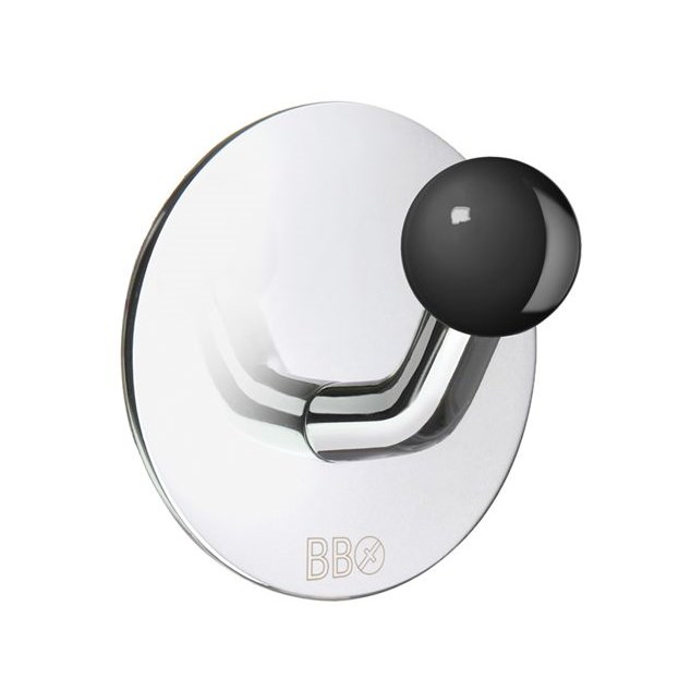 Enkelkrog Beslagsboden BK1084 Krom m Sort Knop Selvklæbende