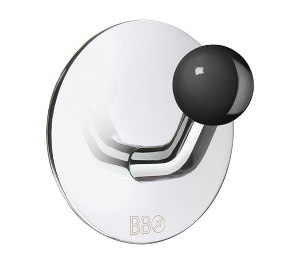 Enkelkrog Beslagsboden BK1084 Krom m Sort Knop Selvklæbende