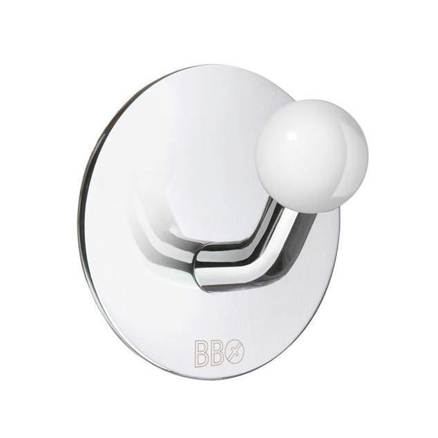 Enkelkrog Beslagsboden BK1085 Krom Hvid Knop Selvklæbende