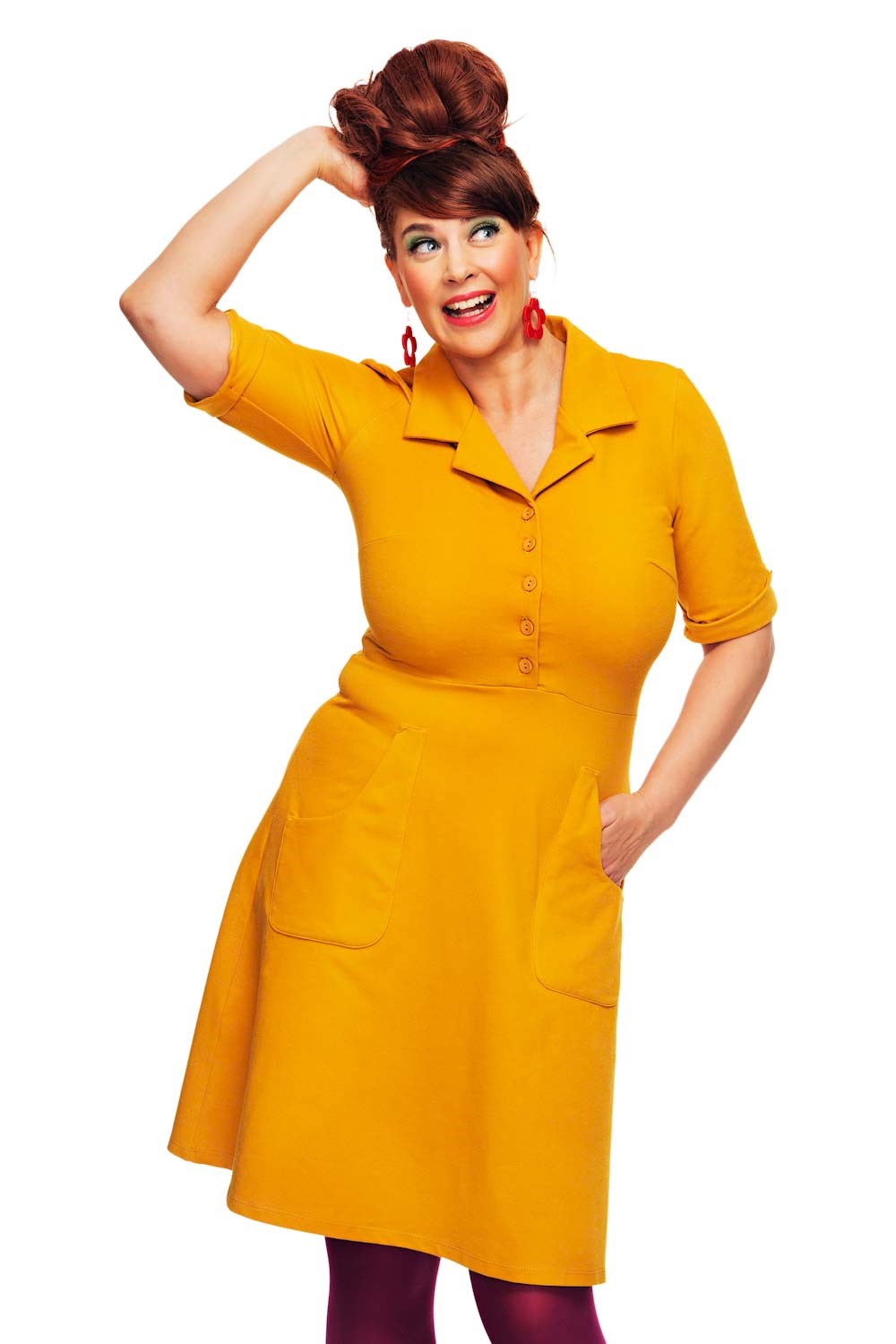 Monica dress Jeans Gul - Yellow 70s shirt dress