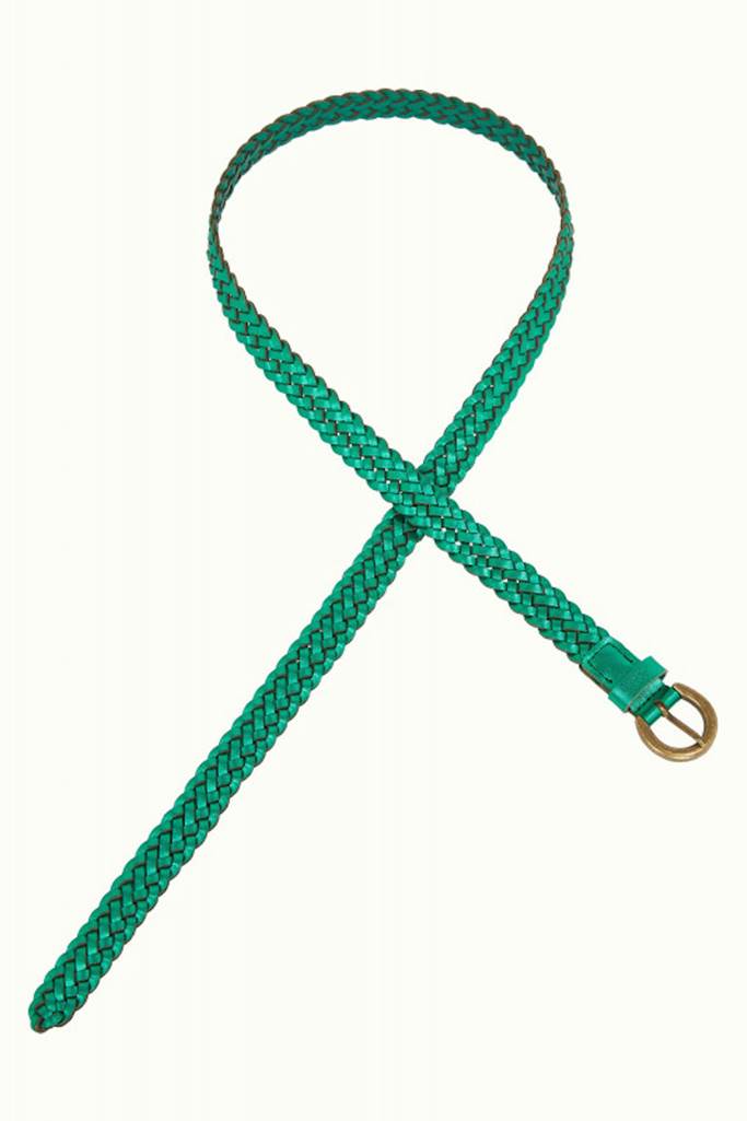 Glitter braided belt Aqua green