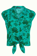 Knot blouse Coralie Aqua Green
