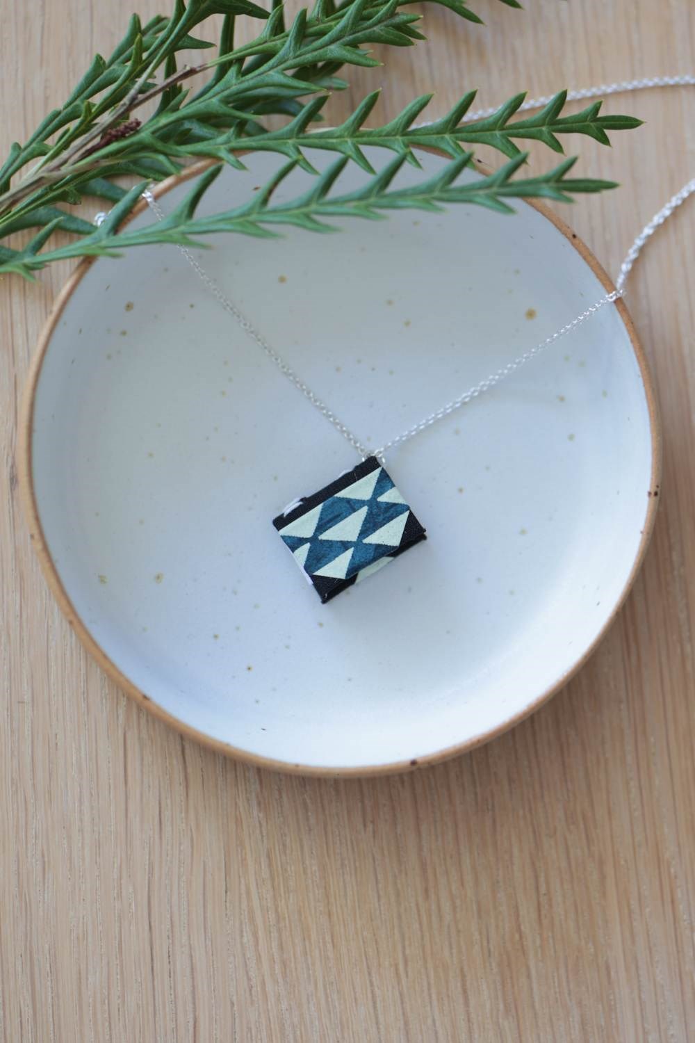 necklace Petrol blue triangle