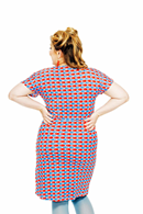 Bella dress Mört Röd/Blå